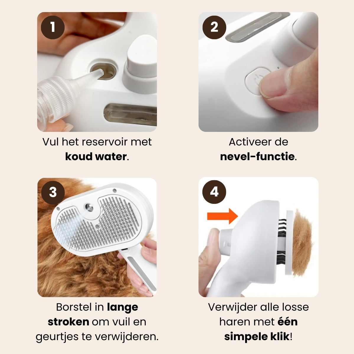 Pootjespret™ Steami Pro - Professionele Vachtverzorgings Borstel voor Huisdieren