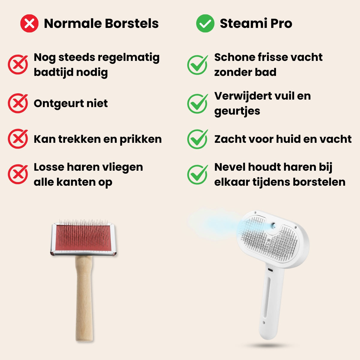 Pootjespret™ Steami Pro - Professionele Vachtverzorgings Borstel voor Huisdieren