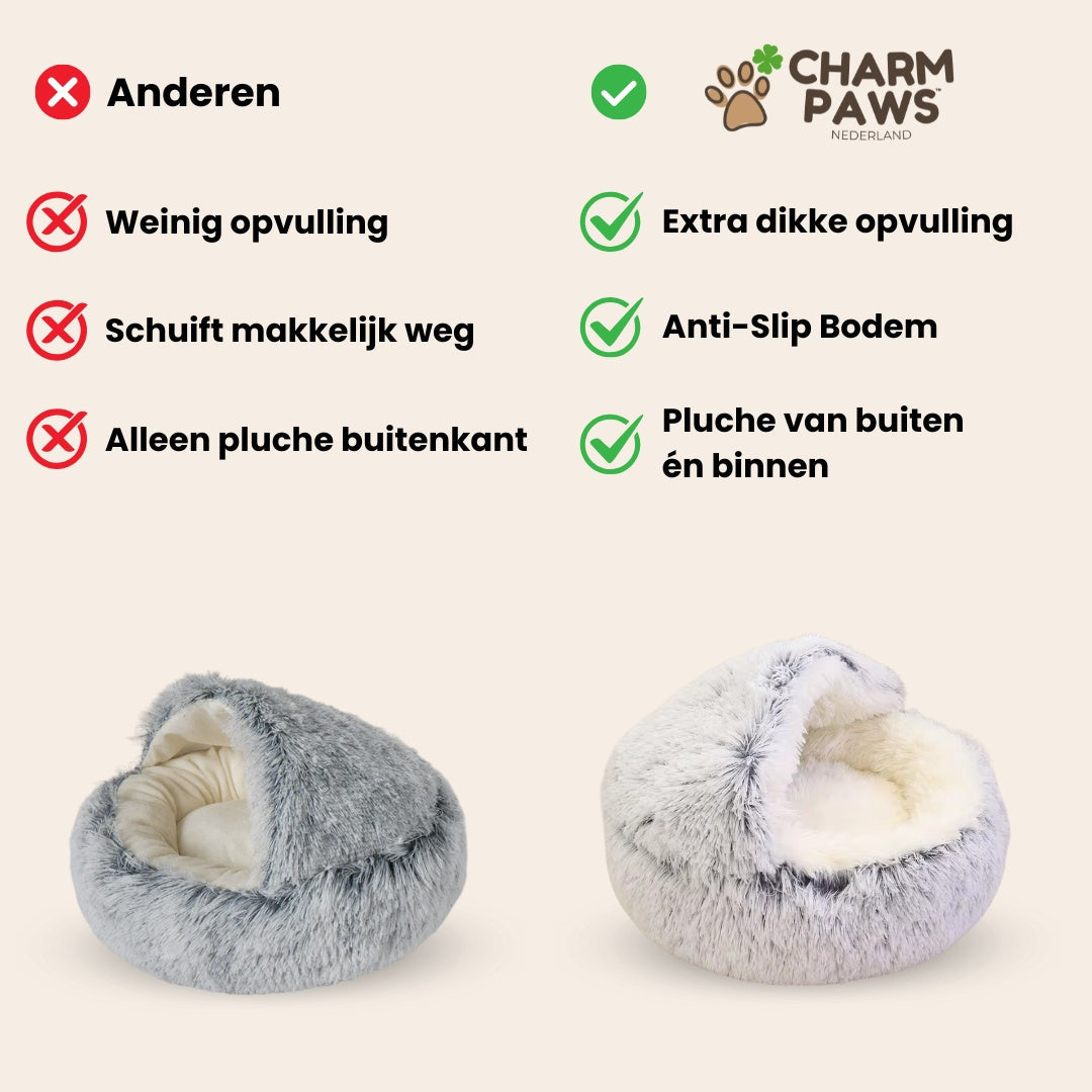 Pootjespret™ Luxe Kalmerend Slaapnest - Voor Katten & Kleine Honden