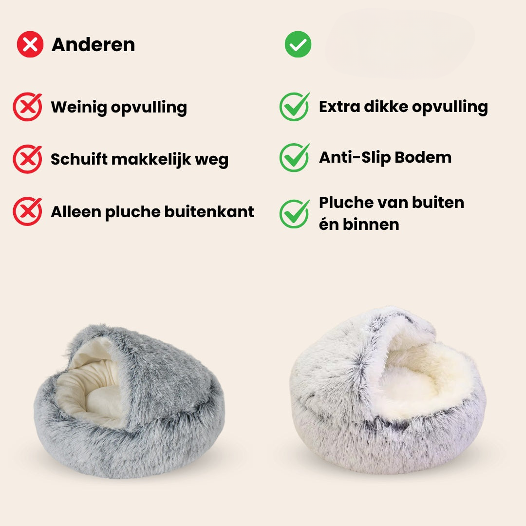 Pootjespret™ Luxe Kalmerend Slaapnest - Voor Katten & Kleine Honden