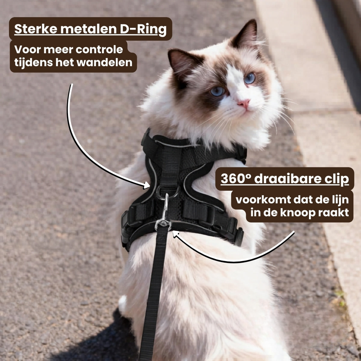 Pootjespret™ Explorer Air - Ademend en Verstelbaar Kattenharnas met Looplijn