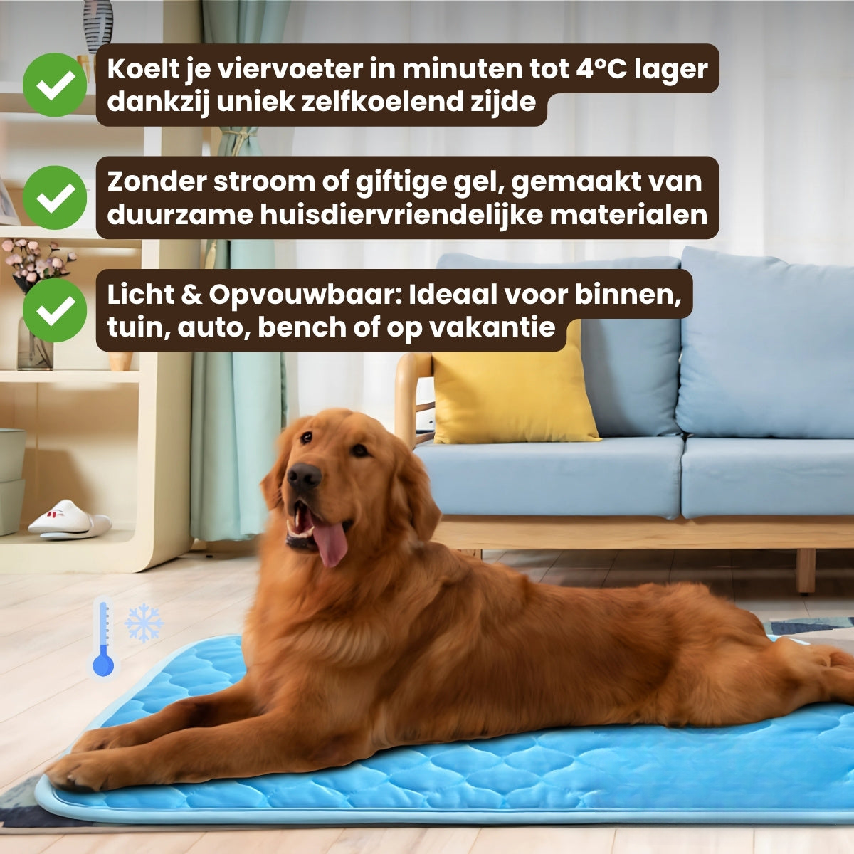 Pootjespret™ IcyNap - Zelfkoelende Ligmat voor Huisdieren