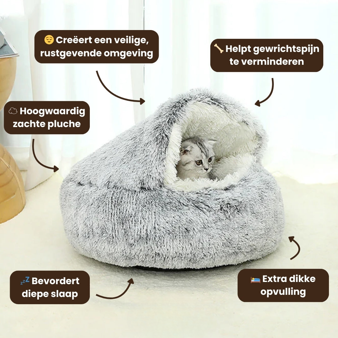 Pootjespret™ Luxe Kalmerend Slaapnest - Voor Katten & Kleine Honden