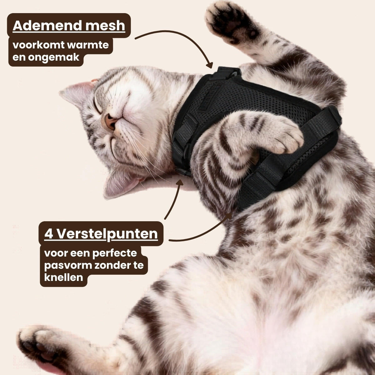 Pootjespret™ Explorer Air - Ademend en Verstelbaar Kattenharnas met Looplijn