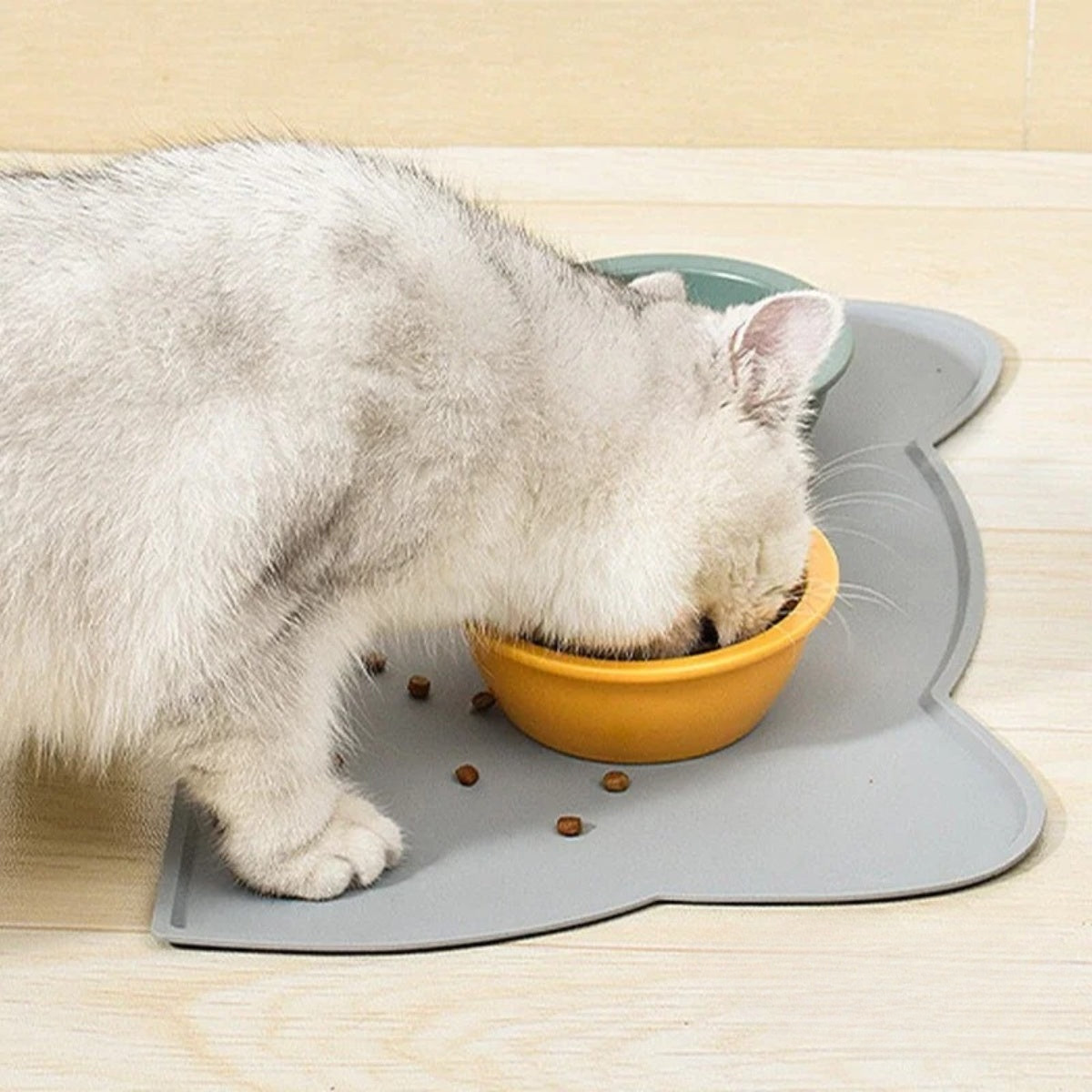 Pootjespret™ Katten Placemat - Anti-Slip & Waterafstotend voor Voer- en Drinkbak