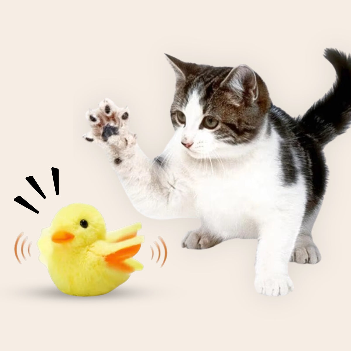 Pootjespret™ Realistische Simulatie Vogel voor Katten - Eend (Flappert + Kwaakt)