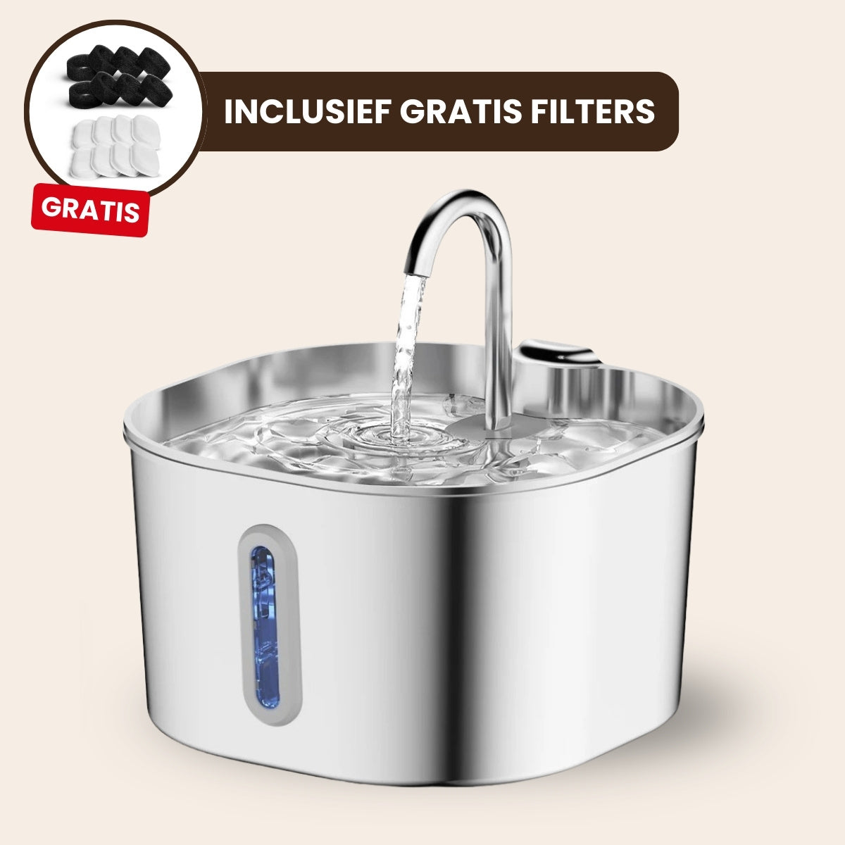 Pootjespret™ PuraFlow Pro - Premium RVS Drinkfontein voor Katten