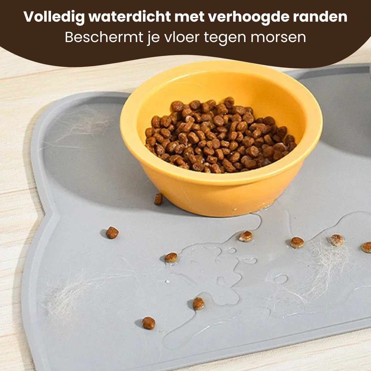 Pootjespret™ Katten Placemat - Anti-Slip & Waterafstotend voor Voer- en Drinkbak