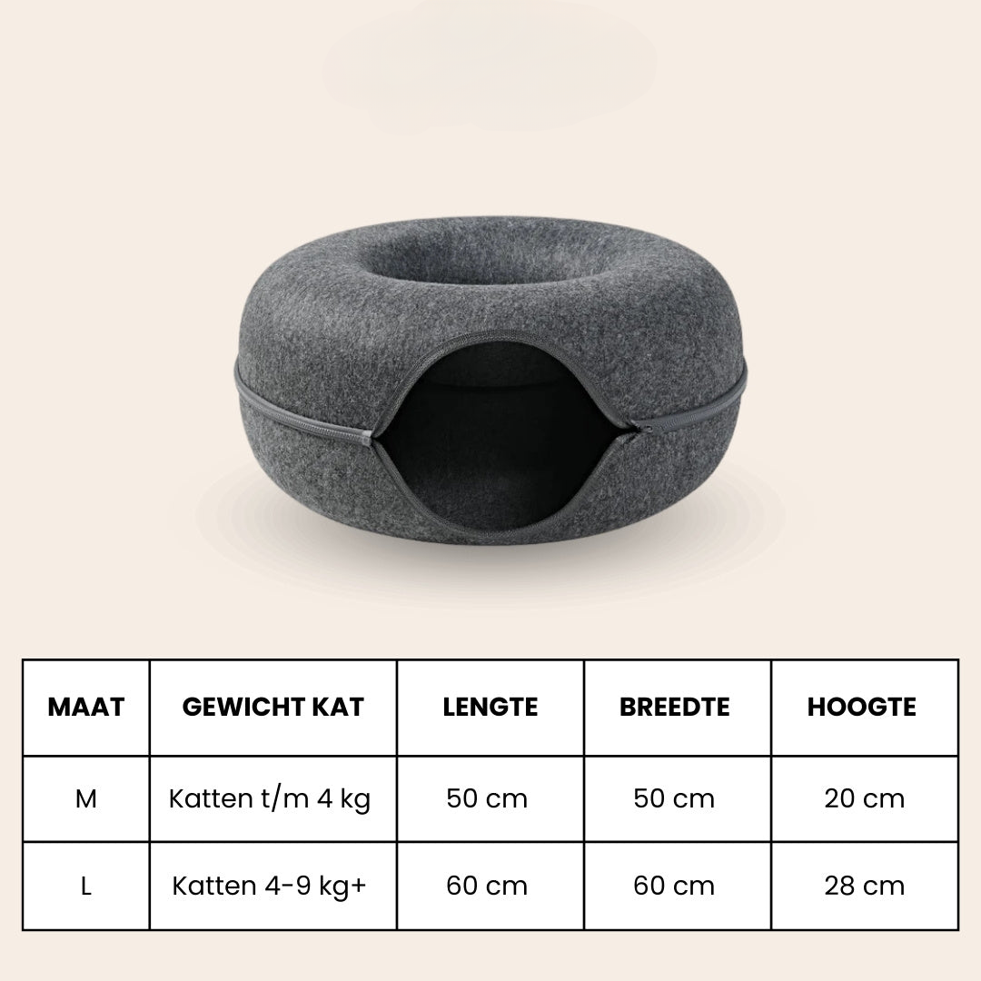 2-in-1 Donut Tunnel Bed voor Katten