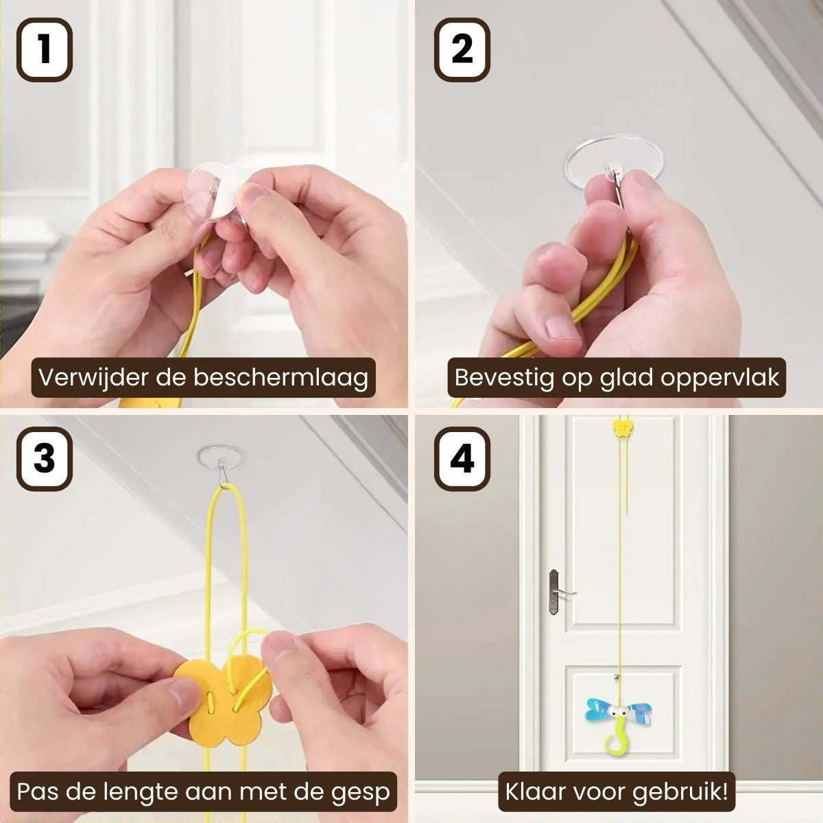 Elastisch Hangend Kattenspeeltje - Voor op Deuren of Ramen