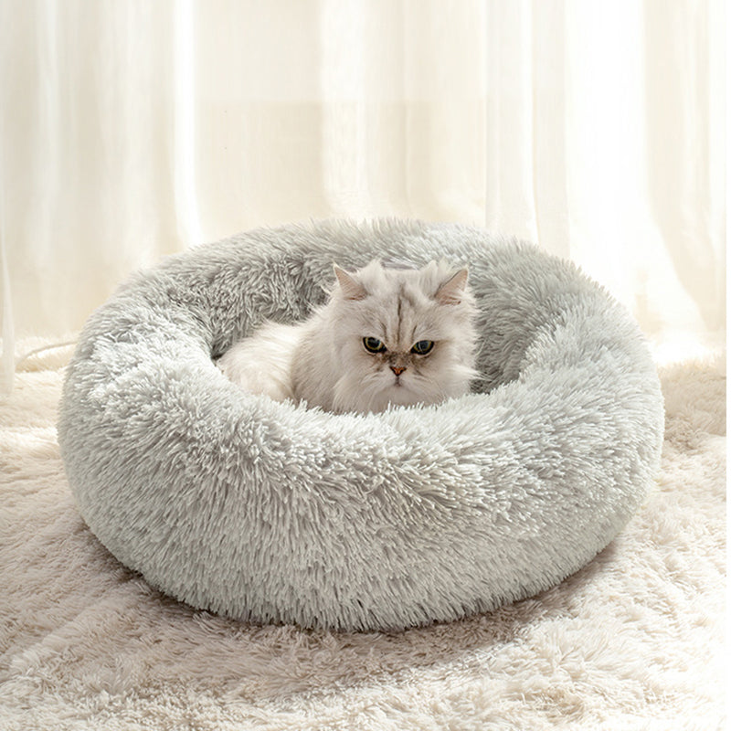 Pootjespret™ Pluche Donut Wolken Bed - Voor Katten & Kleine Honden