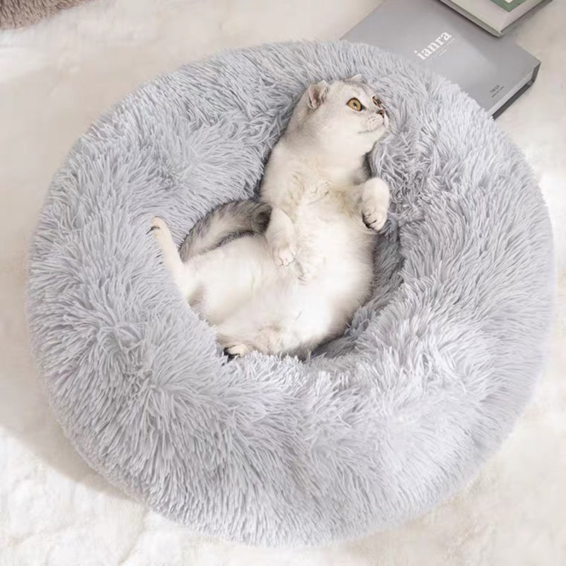 Pootjespret™ Pluche Donut Wolken Bed - Voor Katten & Kleine Honden