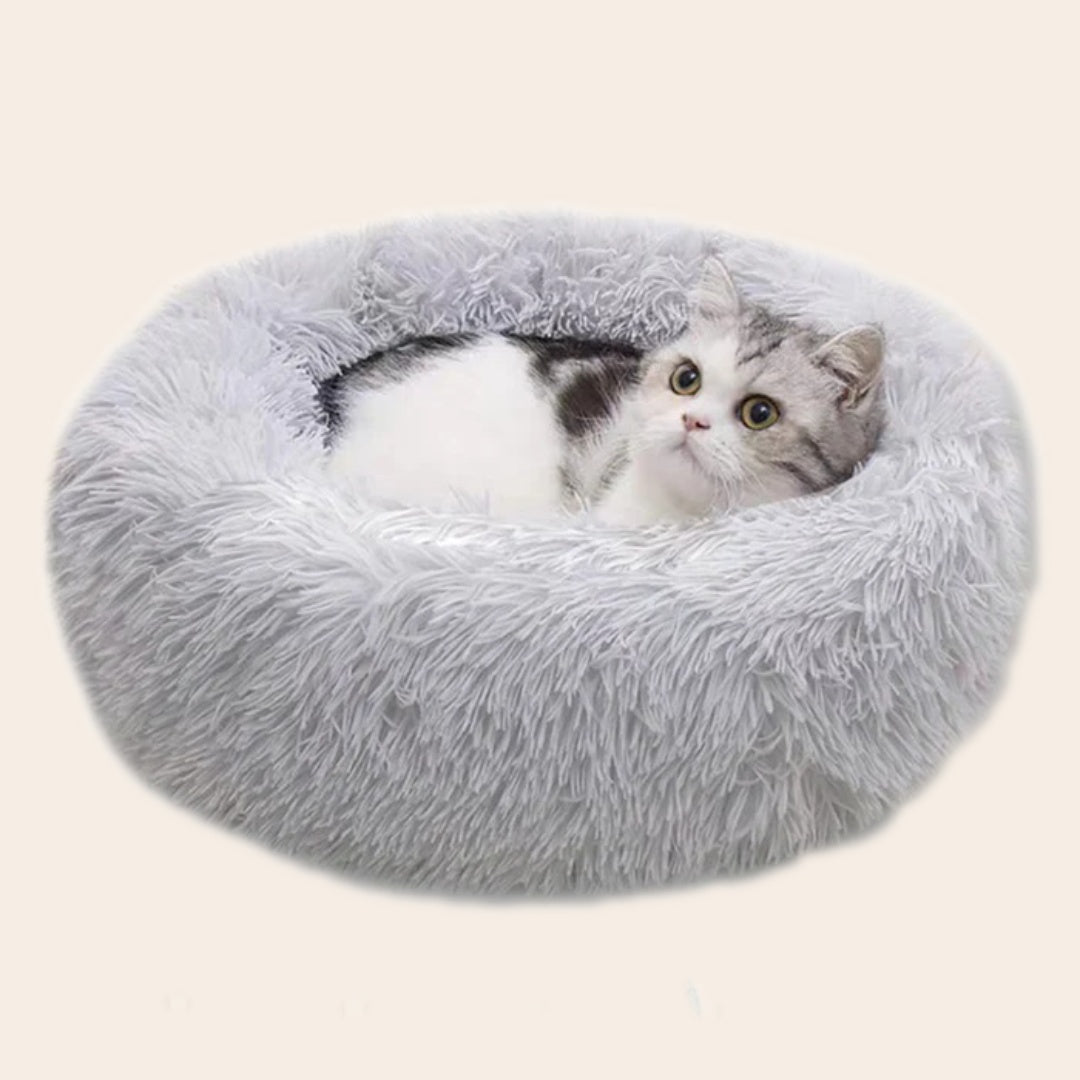 Pootjespret™ Pluche Donut Wolken Bed - Voor Katten & Kleine Honden
